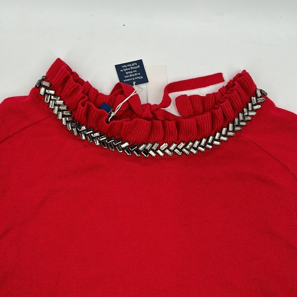 Talbots top Red Jewel collar sweater RSVP collection size large NWT - Picture 3 of 5